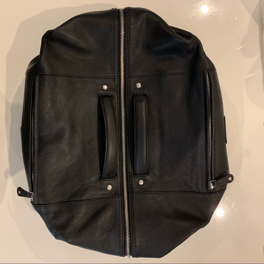 Wool & Oak Weekender set in Black Leather